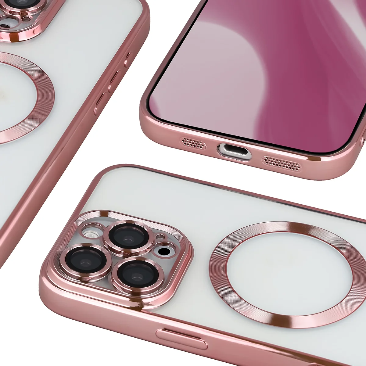 Metaliczna ramka, podniesione krawędzie i zintegrowane osłony w etui Bizon Case GuardO do Apple iPhone 16 Pro Max