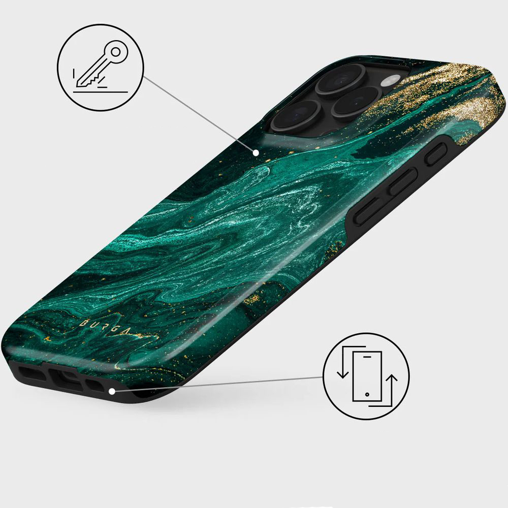 Ekskluzywne etui Burga Emerald Pool Tough Magnetic do Apple iPhone 16 Pro Max, wielokolorowe morskie