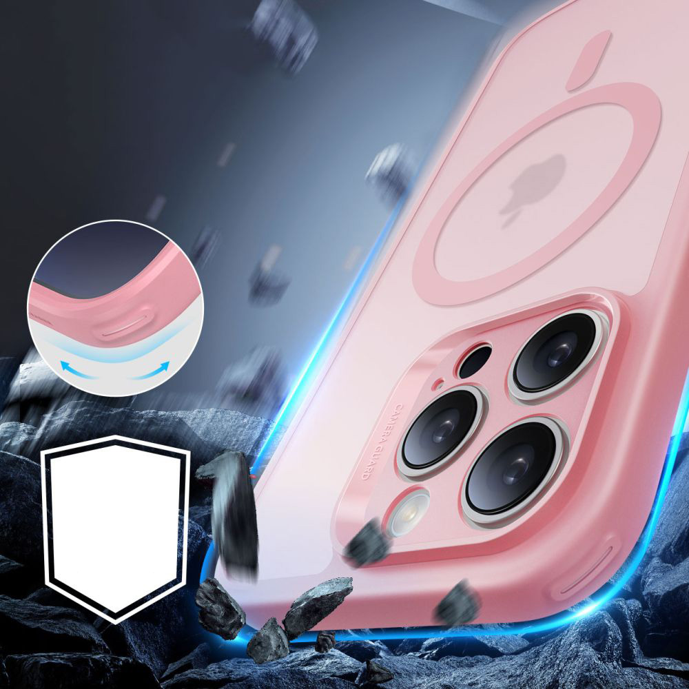 Zestaw Etui + Szkło na ekran, ESR Classic Pro Set HaloLock do Apple iPhone 16 Pro Max do MagSafe, półprzezroczysto-różowe