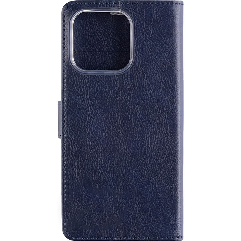 Etui z klapką, zamykane Fixed Opus do Apple iPhone 16 Pro Max, granatowe. Wykonane ze skóry ekologicznej.