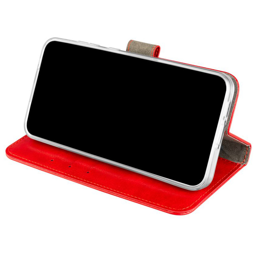 Etui z klapką, zamykane Fixed Opus do Apple iPhone 16 Pro Max, czerwone. Wykonane ze skóry ekologicznej.