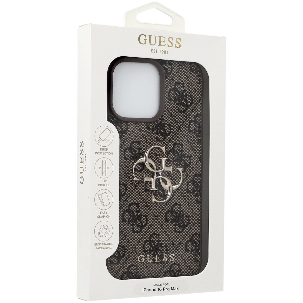Etui Guess Hardcase 4G Big Metal Logo do iPhone 16 Pro Max, brązowe