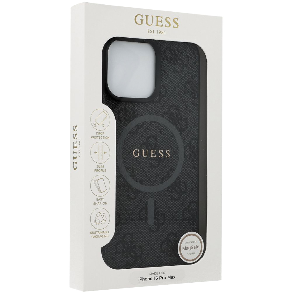 Etui Guess Hardcase 4G Ring Classic Logo MagSafe do Apple iPhone 16 Pro Max, czarne