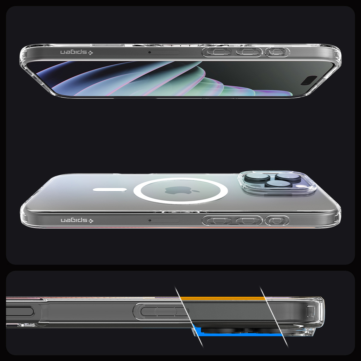 Etui Spigen Crystal Flex Mag kompatybilne z MagSafe do Apple iPhone 16 Pro Max, przezroczysto-białe