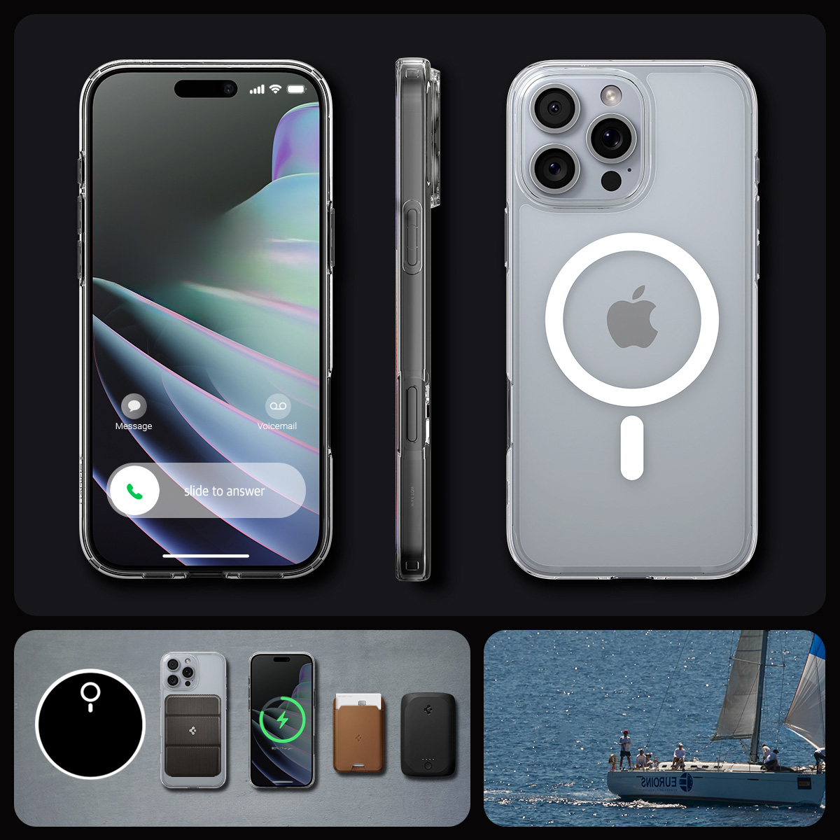 Etui Spigen Crystal Flex Mag kompatybilne z MagSafe do Apple iPhone 16 Pro Max, przezroczysto-białe