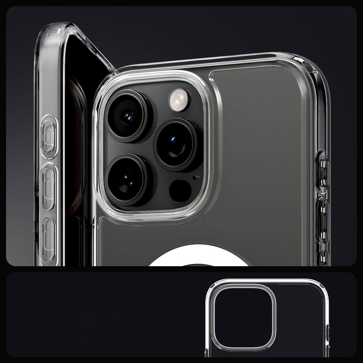 Etui Spigen Crystal Hybrid Mag z MagSafe do Apple iPhone 16 Pro Max, przezroczysto-białe