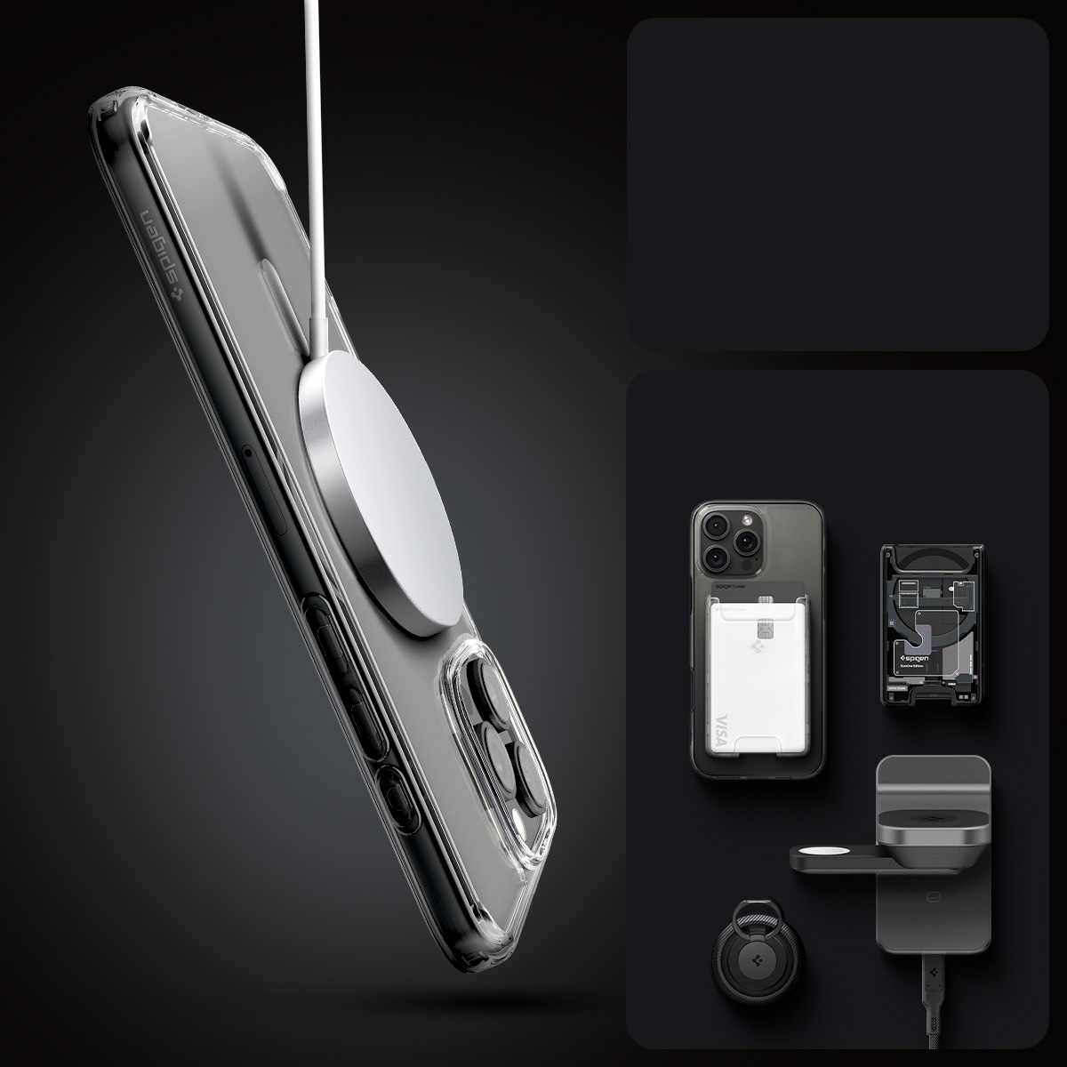 Etui Spigen Crystal Hybrid Mag z MagSafe do Apple iPhone 16 Pro Max, przezroczysto-białe