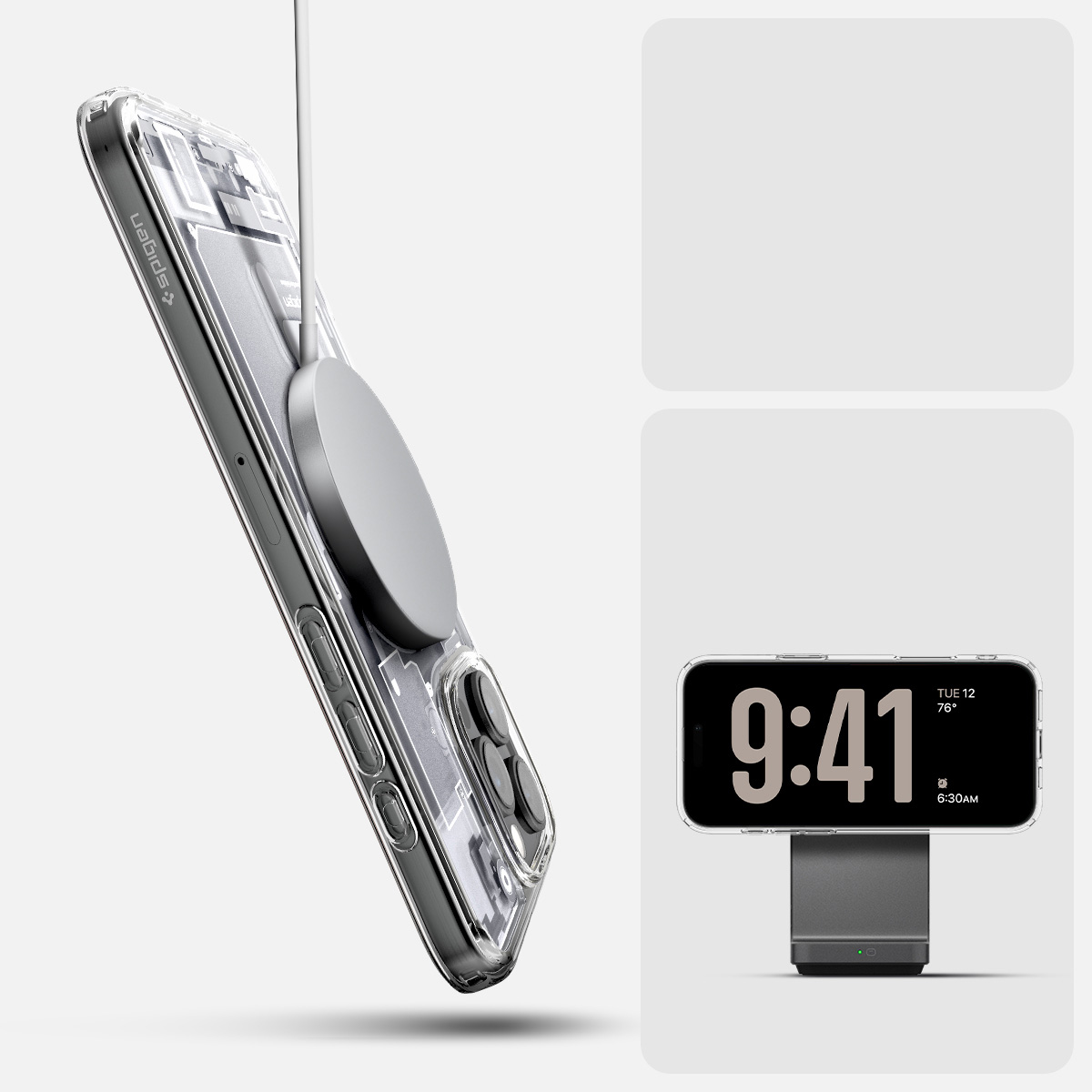 Etui Spigen Ultra Hybrid Mag z MagSafe do Apple iPhone 16 Pro Max, biało-szare (Zero One)