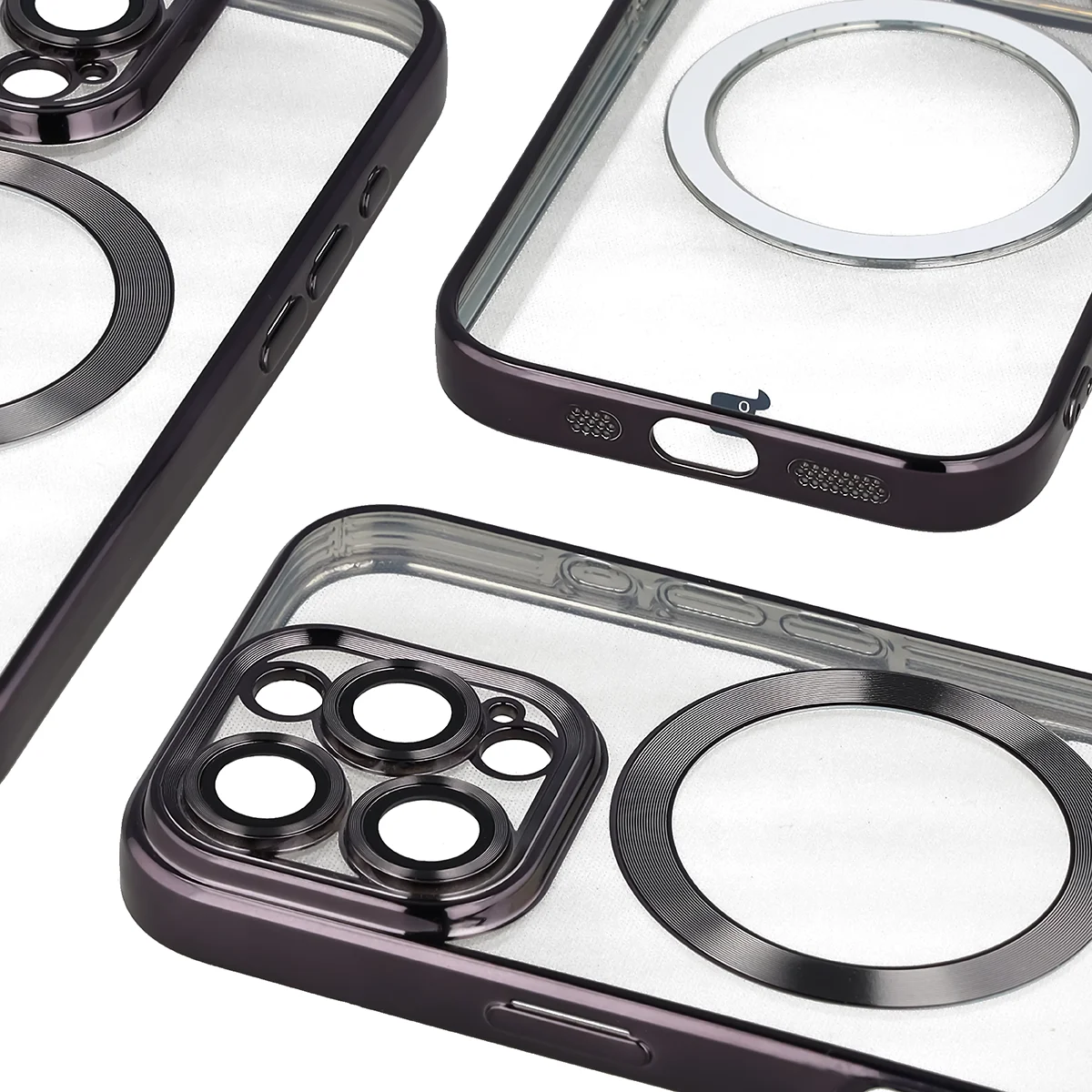 Metaliczna ramka, podniesione krawędzie i zintegrowane osłony w etui Bizon Case GuardO do Apple iPhone 16 Pro