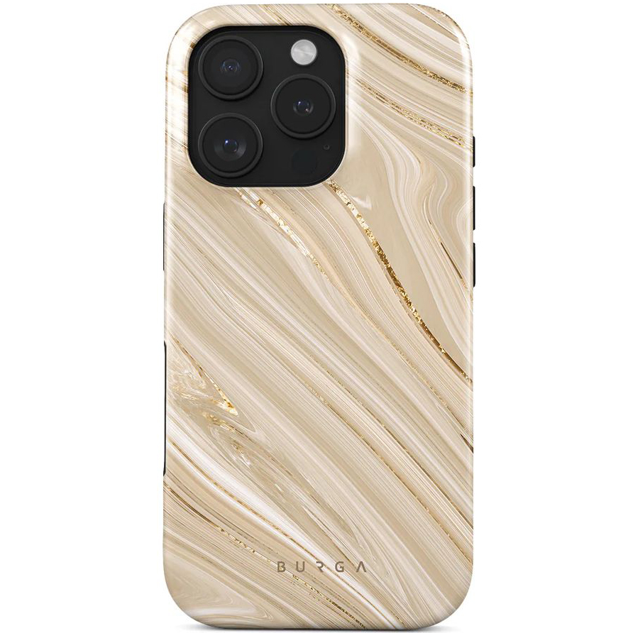 Etui Burga Full Glam Tough MagSafe do Apple iPhone 16 Pro, beżowe wzorzyste