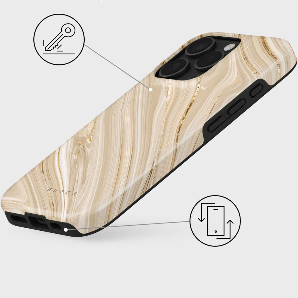 Etui Burga Full Glam Tough MagSafe do Apple iPhone 16 Pro, beżowe wzorzyste