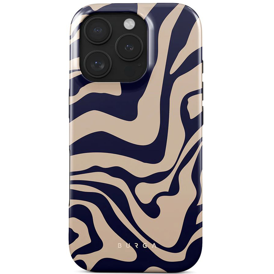 Ekskluzywne etui Burga Vigilant Tough Magnetic do Apple iPhone 16 Pro, beżowo-granatowe