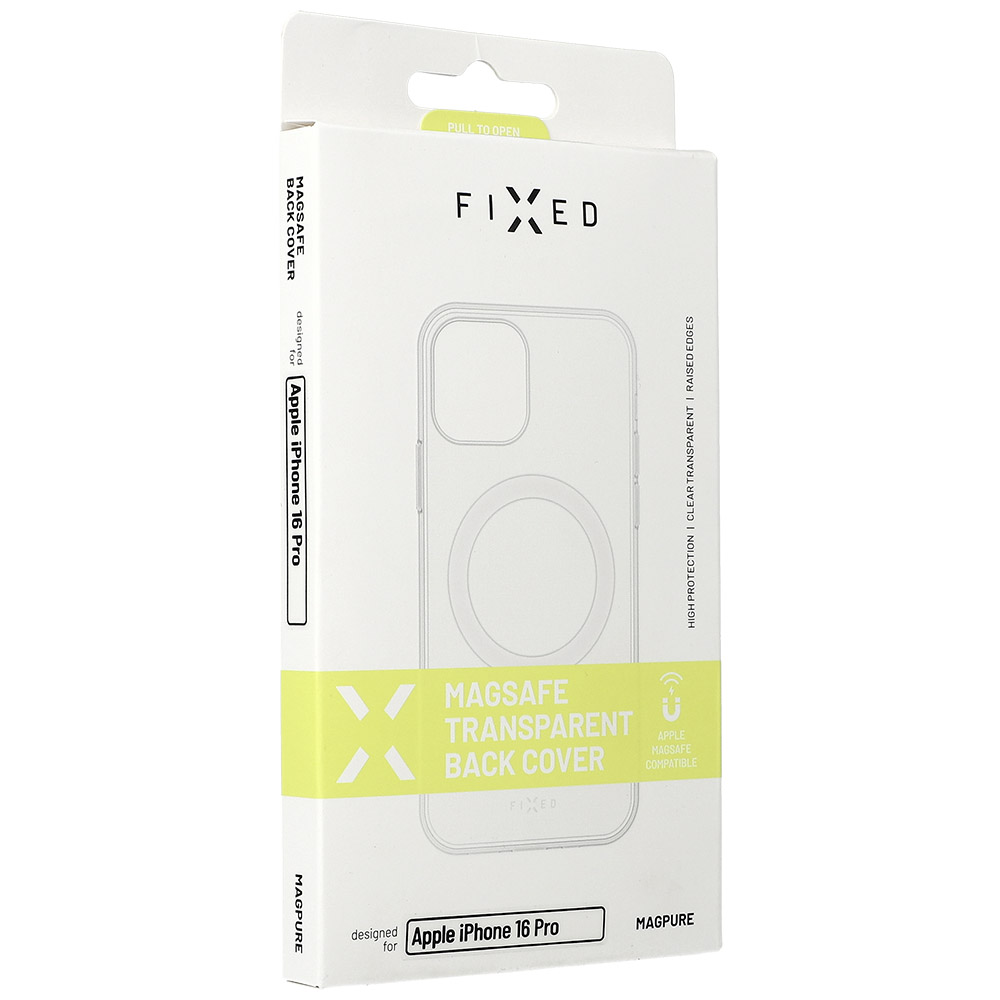 Oryginalne etui od marki Fixed MagPure MagSafe do Apple iPhone 16 Pro, przezroczysto-białe