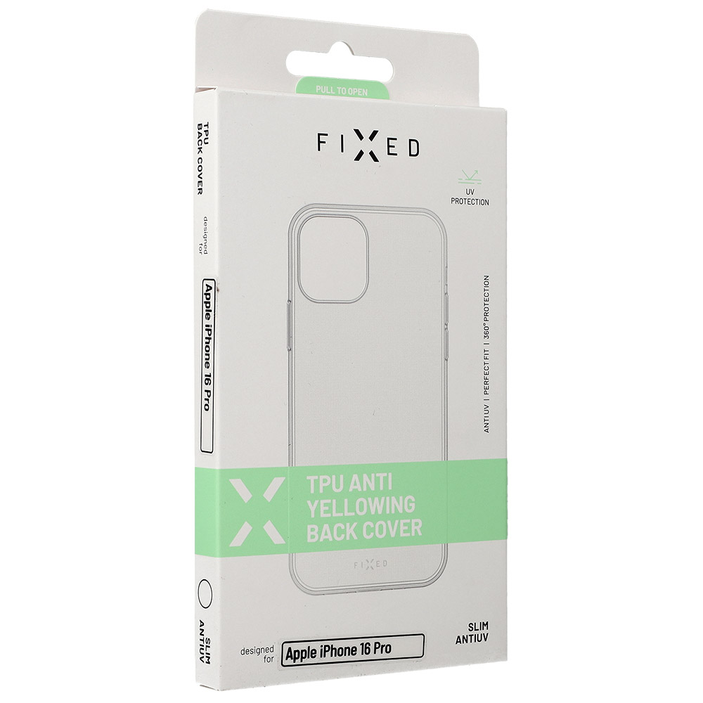 Elastyczne i cienkie etui Fixed Slim AntiUV do Apple iPhone 16 Pro, przezroczyste.