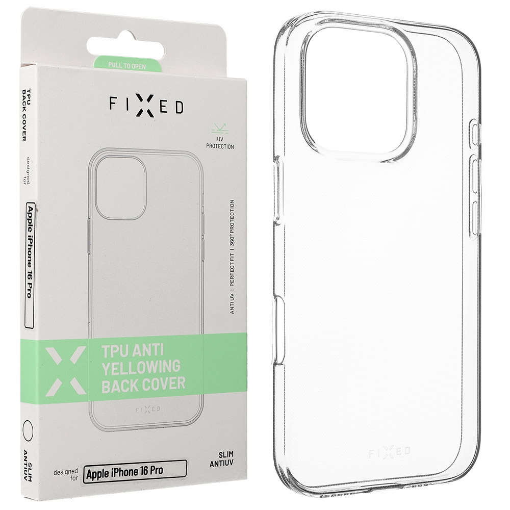 Elastyczne etui Fixed Slim AntiUV TPU Anti Yellowing Back Cover do Apple iPhone 16 Pro, przezroczyste