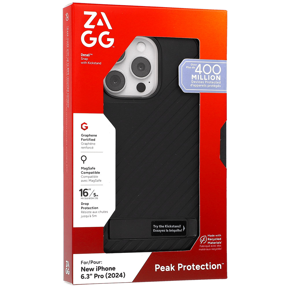 Etui Zagg Denali Snap Kickstand do Apple iPhone 16 Pro, czarne