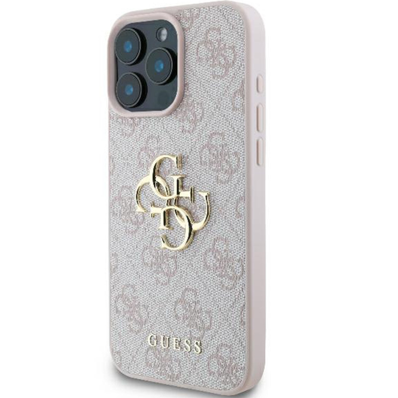 Oryginalne i ekskluzywne etui 4G Big Metal Logo od marki Guess do Apple iPhone 16 Pro, różowe