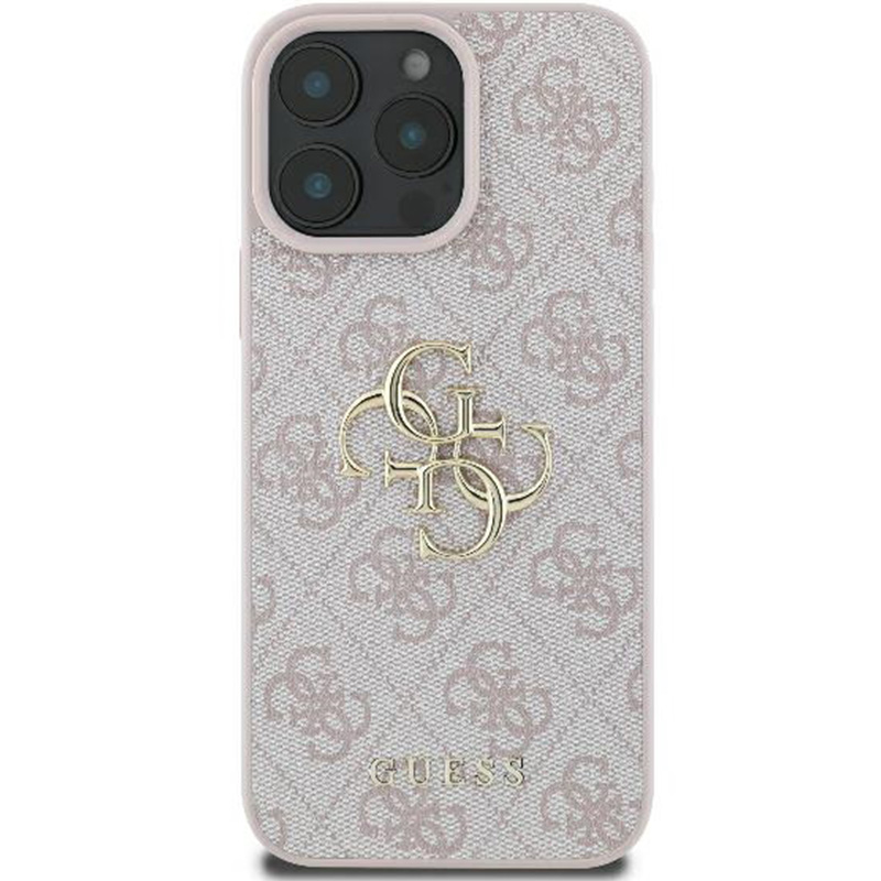 Oryginalne i ekskluzywne etui 4G Big Metal Logo od marki Guess do Apple iPhone 16 Pro, różowe