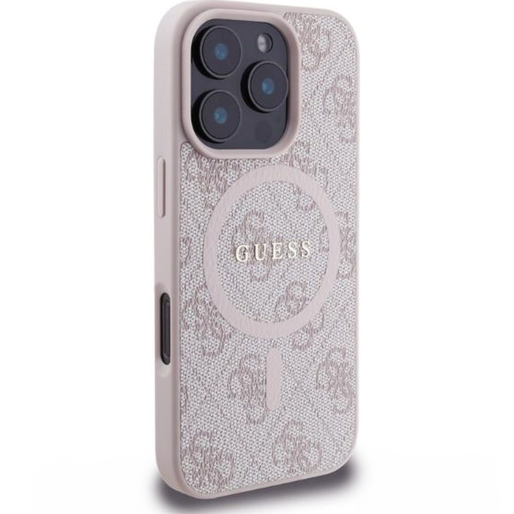 Etui Guess Hardcase 4G Ring Classic Logo MagSafe do Apple iPhone 16 Pro, różowe