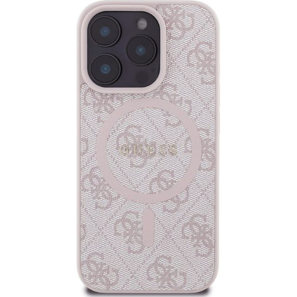 Etui Guess Hardcase 4G Ring Classic Logo MagSafe do Apple iPhone 16 Pro, różowe