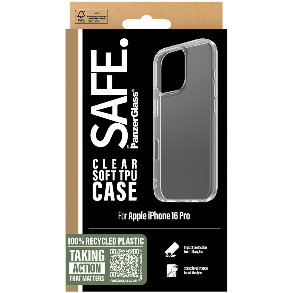 Etui Safe by PanzerGlass TPU Case do Apple iPhone 16 Pro, przezroczyste