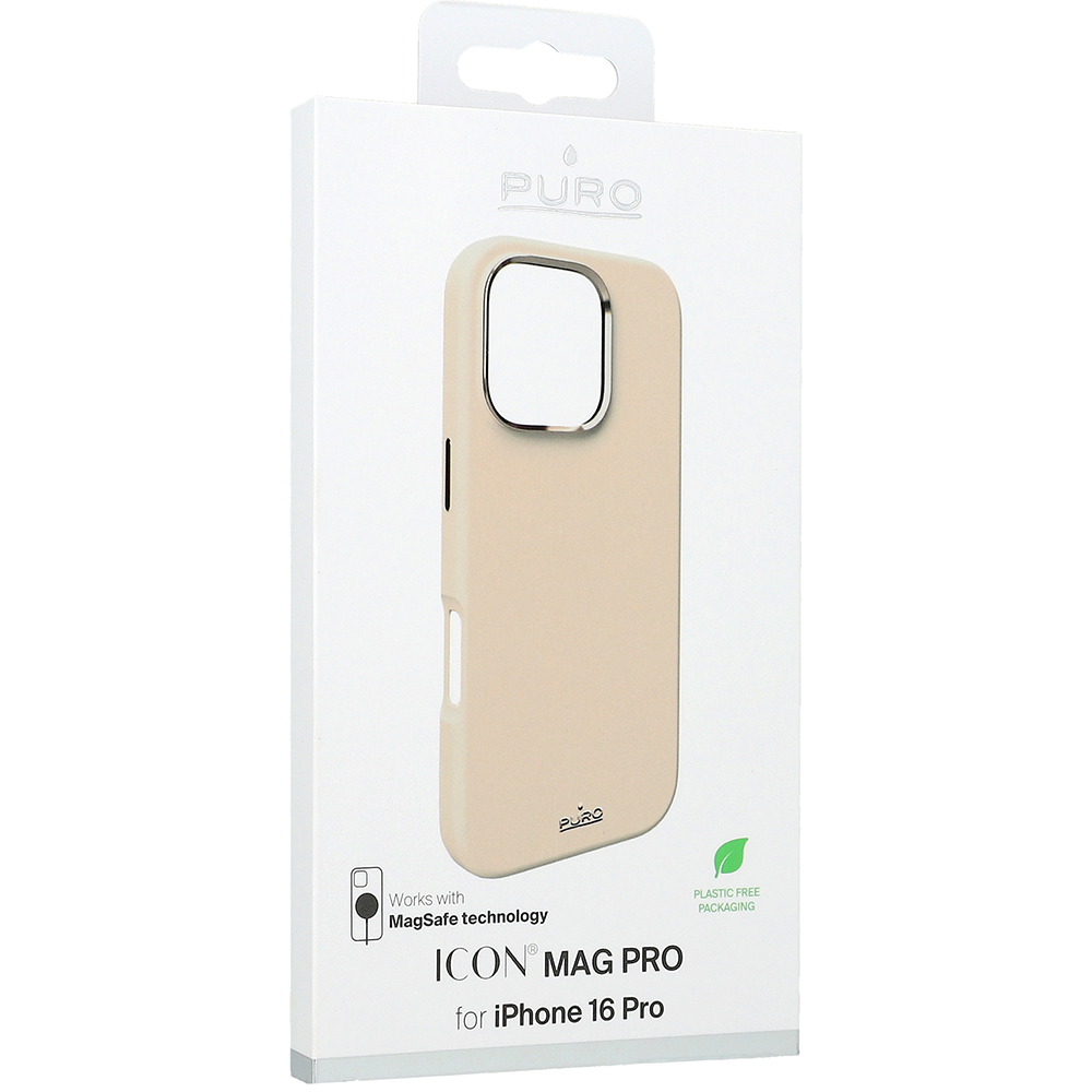 Etui Puro Icon Mag Pro do MagSafe do Apple iPhone 16 Pro, beżowe. 
