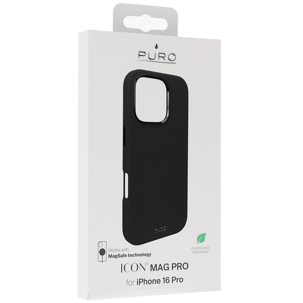 Etui Puro Icon Mag Pro do MagSafe do Apple iPhone 16 Pro, czarne. 