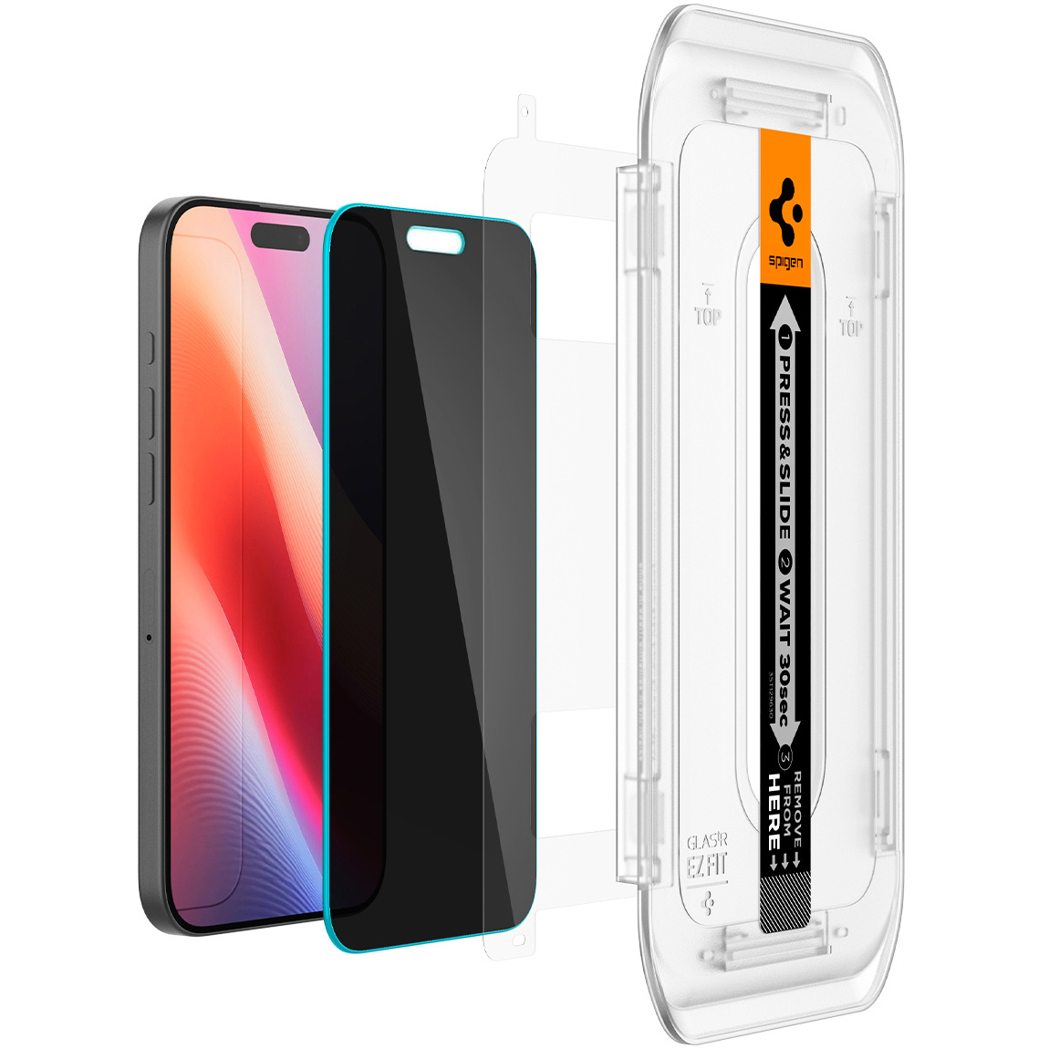 Szkło do etui + Aplikator Spigen Glas.tr Privacy EZ Fit 1-Pack do iPhone 16 Pro