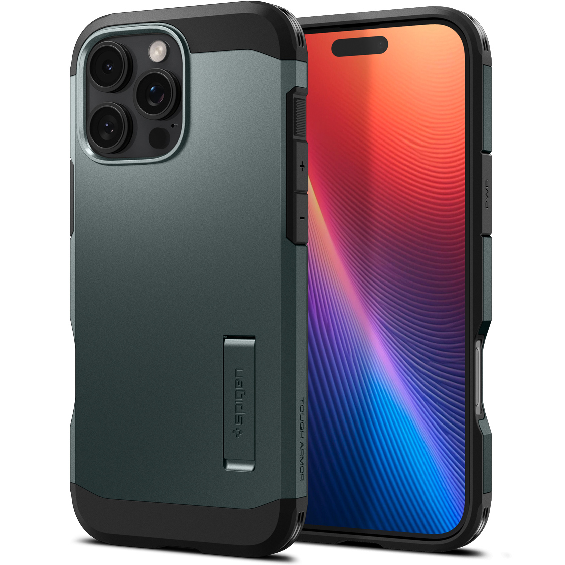 Etui Spigen Tough Armor Mag MagSafe do Apple iPhone 16 Pro, zielone