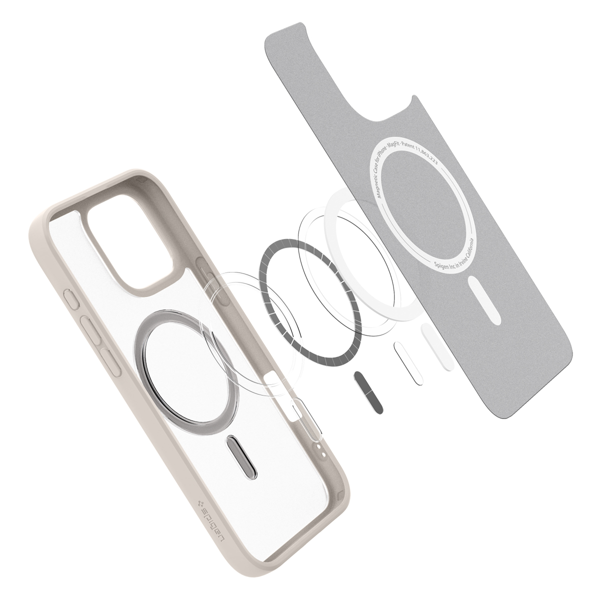 Etui Spigen Ultra Hybrid Mag z MagSafe do Apple iPhone 16 Pro, półprzezroczysto-beżowe