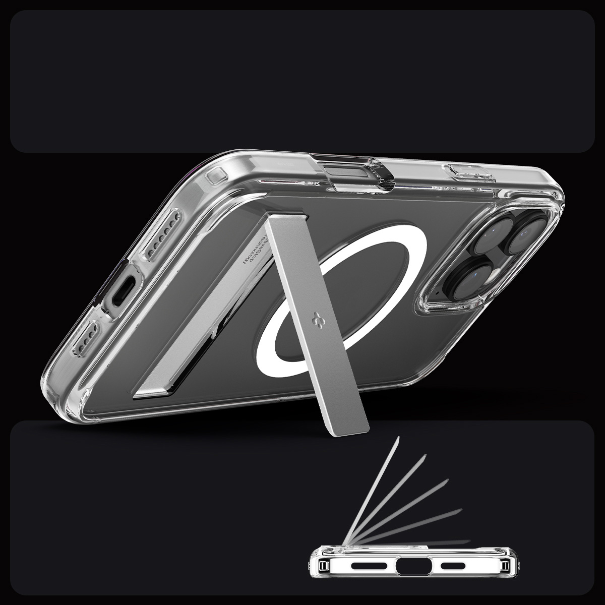 Etui Spigen Ultra Hybrid S Mag MagSafe do Apple iPhone 16 Pro, przezroczysto-białe