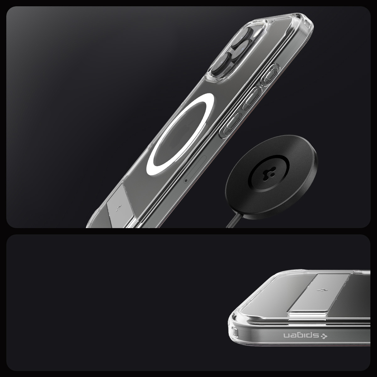 Etui Spigen Ultra Hybrid S Mag MagSafe do Apple iPhone 16 Pro, przezroczysto-białe