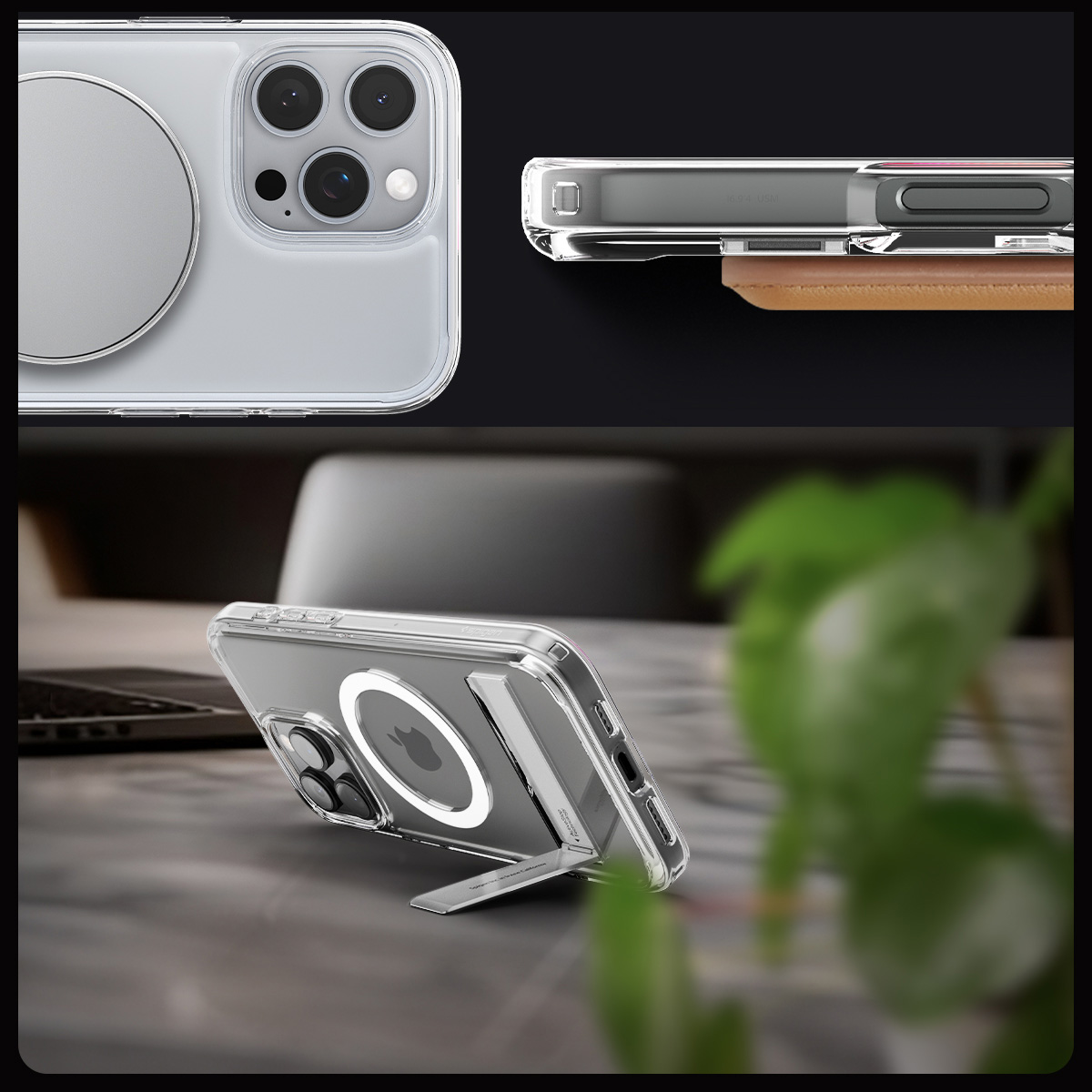 Etui Spigen Ultra Hybrid S Mag MagSafe do Apple iPhone 16 Pro, przezroczysto-białe