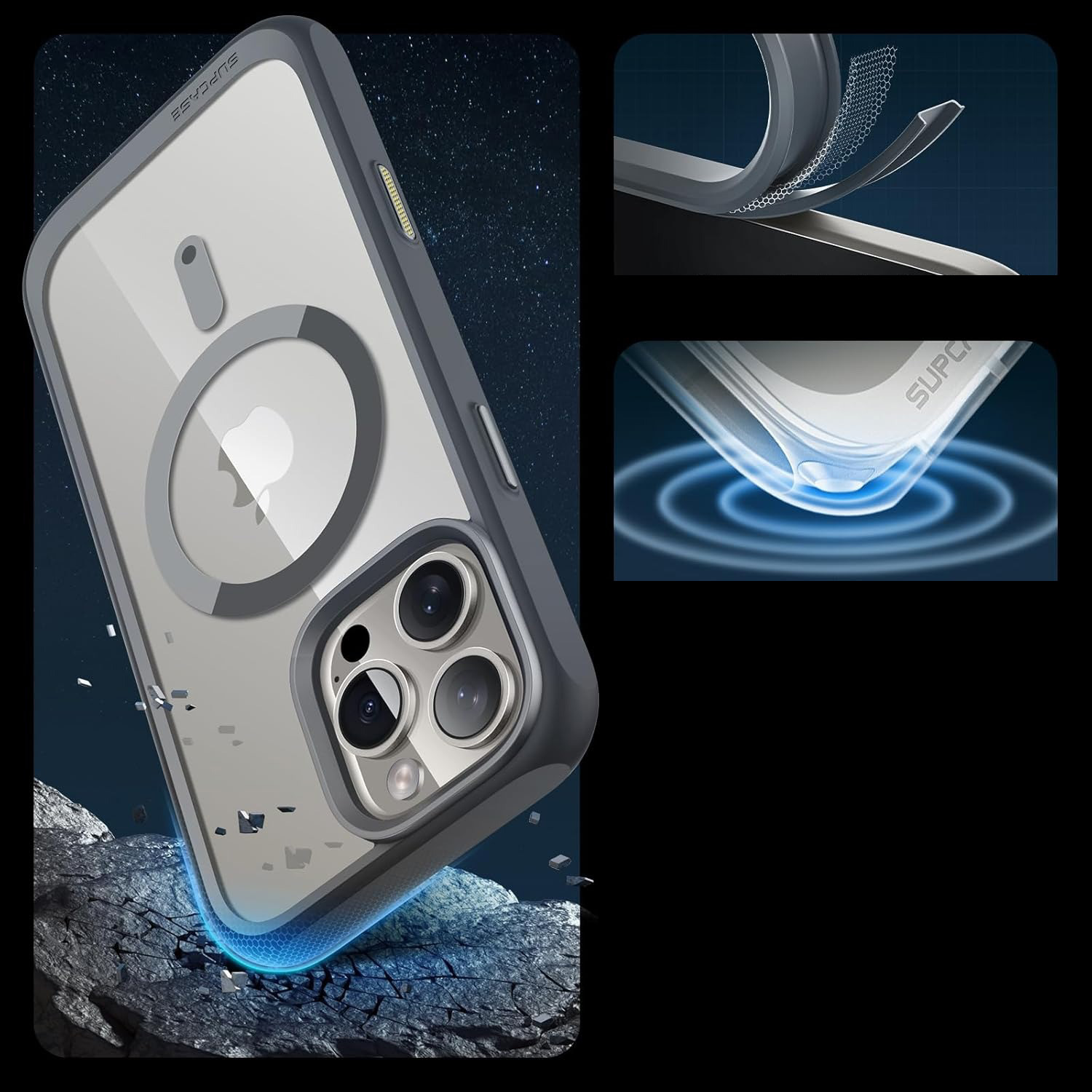 Etui Supcase UB Mag (CC) MagSafe do iPhone 16 Pro, przezroczysto-szare