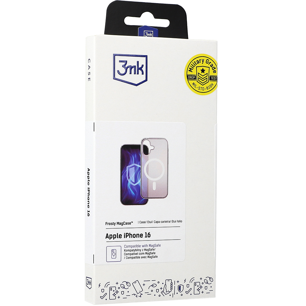 Etui 3mk Frosty MagCase do Apple iPhone 16, półprzezroczyste z białym