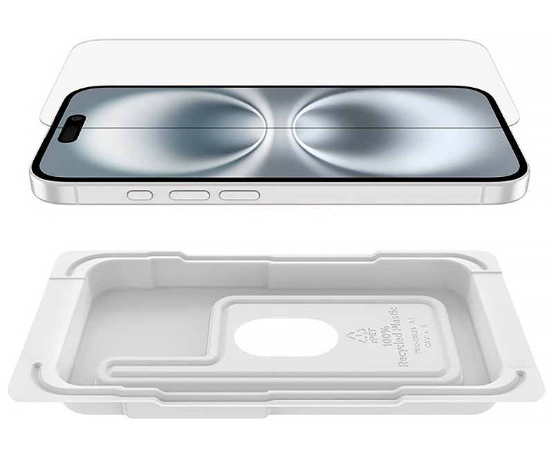 Oryginalne szkło hartowane firmy Belkin z serii ScreenForce InvisiGlass AntiMicrobial Treated dla iPhone 16 / 15 / 14 Pro