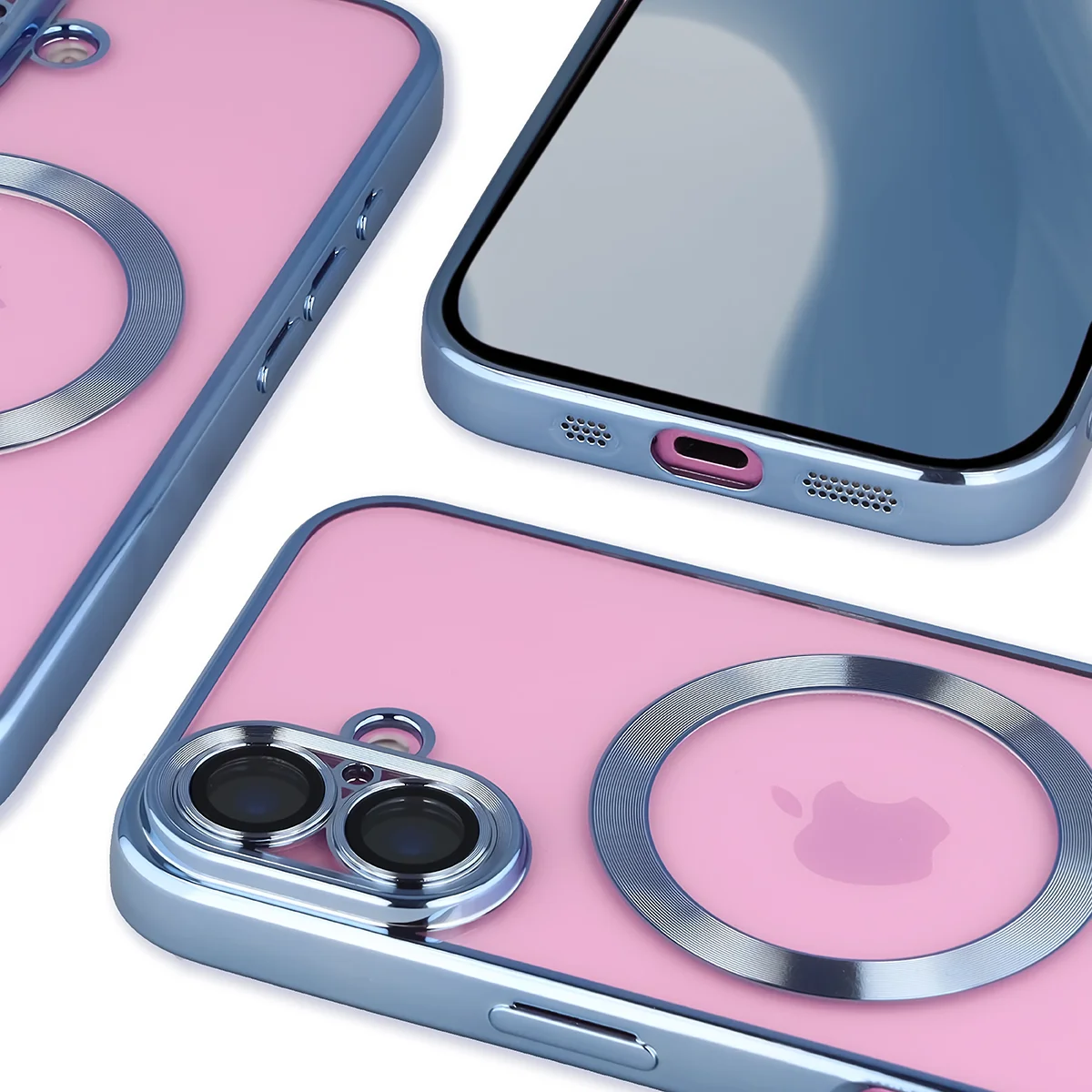Metaliczna ramka, podniesione krawędzie i zintegrowane osłony w etui Bizon Case GuardO do Apple iPhone 16