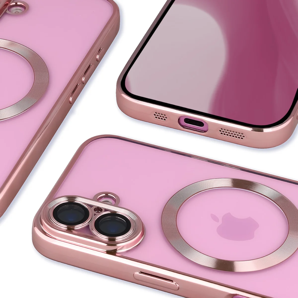 Metaliczna ramka, podniesione krawędzie i zintegrowane osłony w etui Bizon Case GuardO do Apple iPhone 16