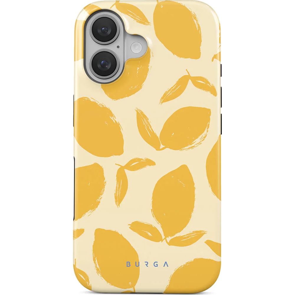 Ekskluzywne etui Burga Lemon Tart Tough Magnetic do Apple iPhone 16, żółte z cytrynowym wzorem