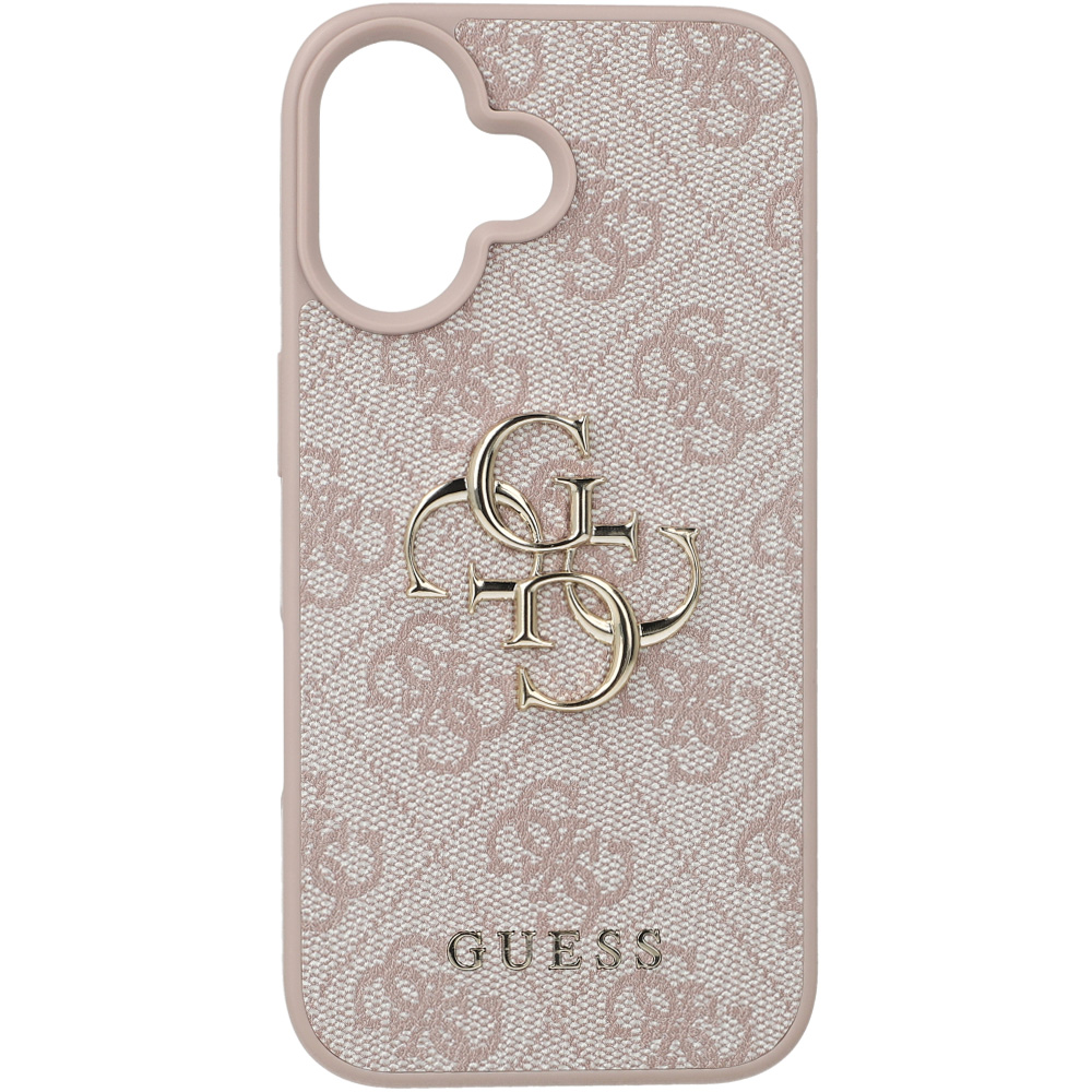 Oryginalne i ekskluzywne etui 4G Big Metal Logo od marki Guess do Apple iPhone 16, różowe
