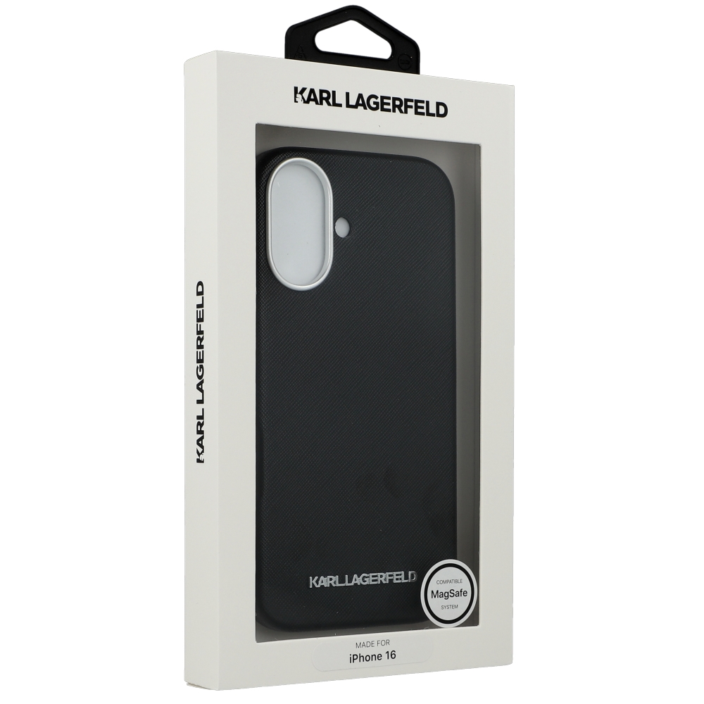 Ekskluzywne etui Karl Lagerfeld Saffiano Full Wrapped MagSafe od marki Karl Lagerfeld do Apple iPhone 16, czarne