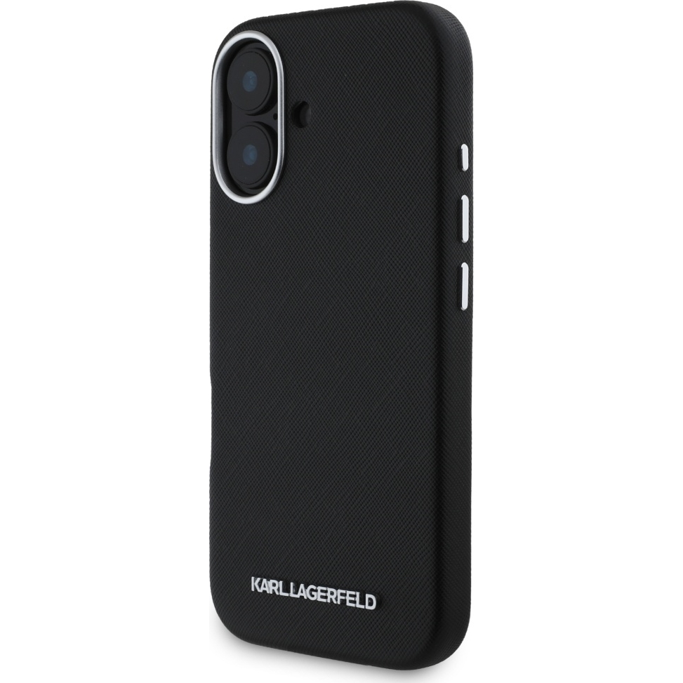 Ekskluzywne etui Karl Lagerfeld Saffiano Full Wrapped MagSafe od marki Karl Lagerfeld do Apple iPhone 16, czarne