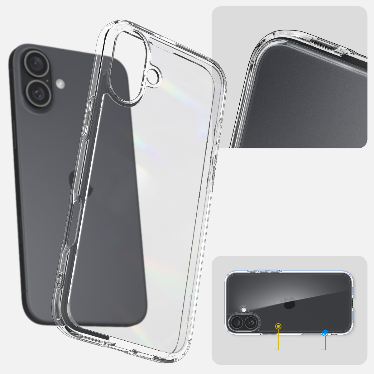 Etui Spigen Crystal Hybrid do Apple iPhone 16, przezroczyste