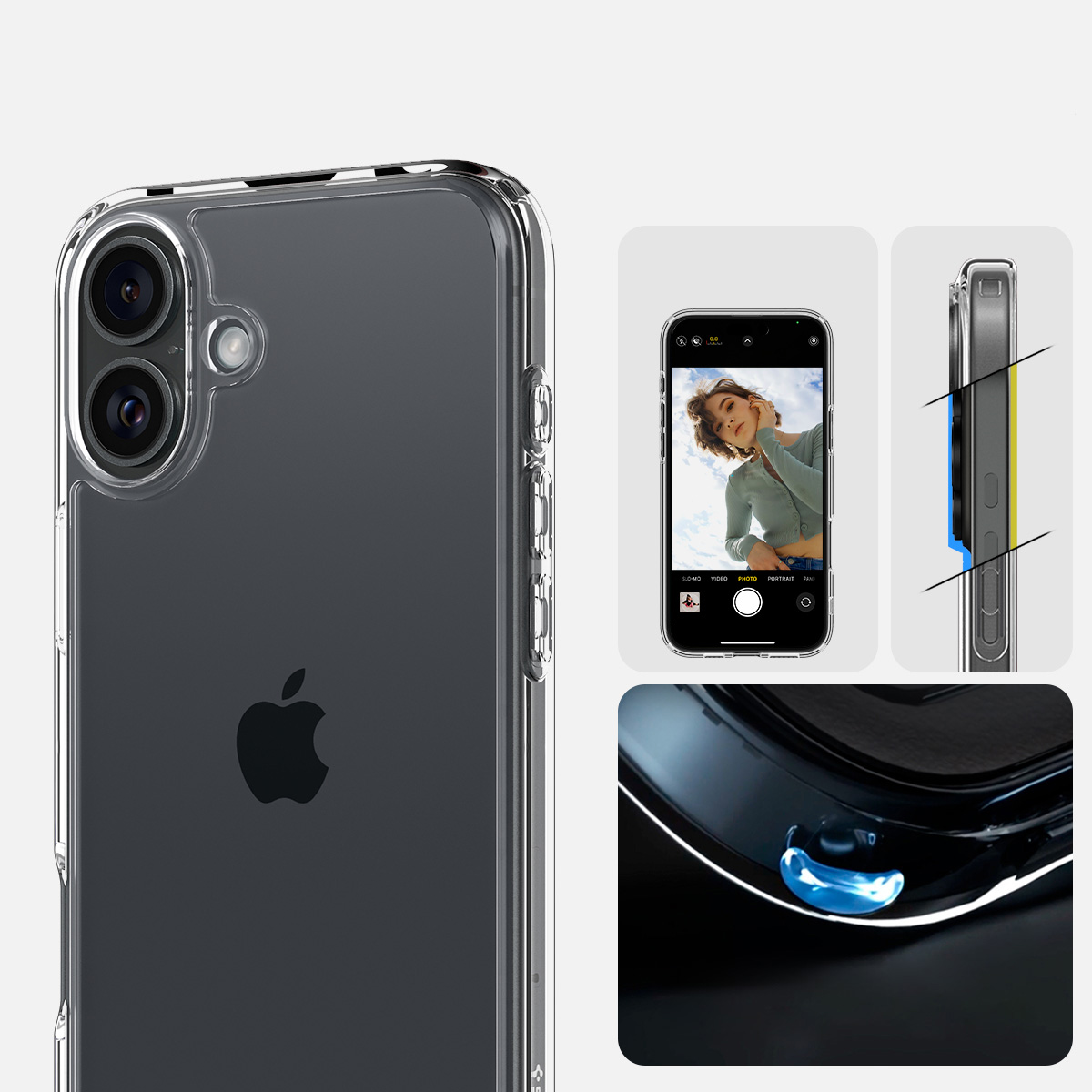 Etui Spigen Crystal Hybrid do Apple iPhone 16, przezroczyste