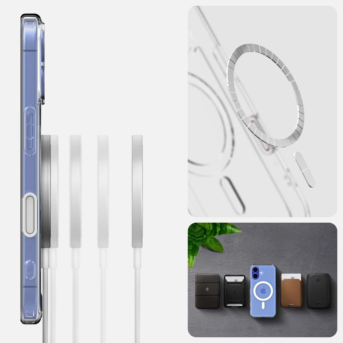 Etui Spigen Ultra Hybrid T Mag z MagSafe do Apple iPhone 16, przezroczysto-białe