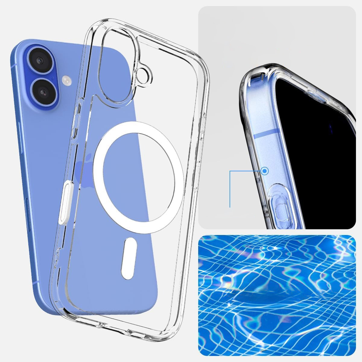 Etui Spigen Ultra Hybrid T Mag z MagSafe do Apple iPhone 16, przezroczysto-białe