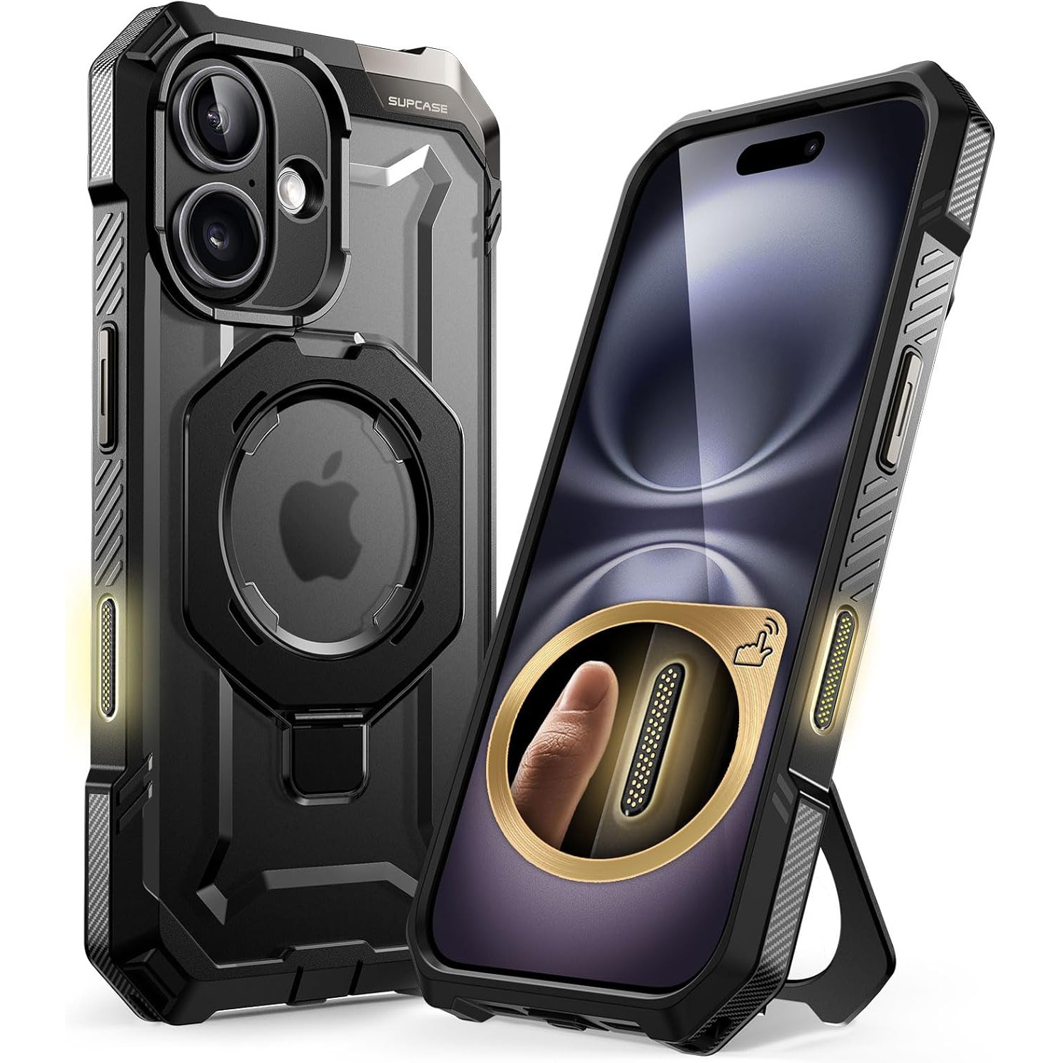 Etui pancerne Supcase Unicorn Beetle Grip Mag (CC) do iphone 16, czarno-przezroczyste