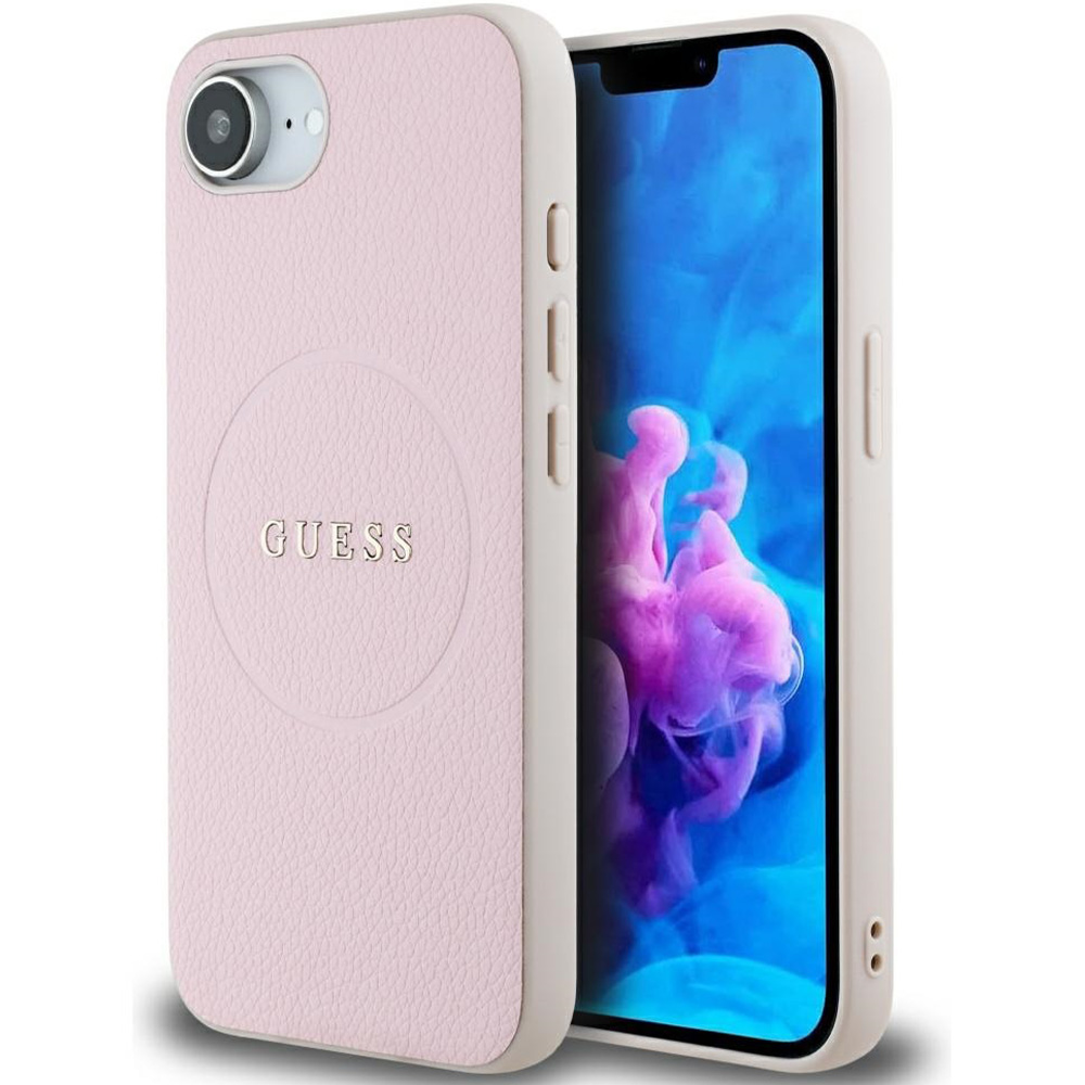 Etui Guess Hardcase Grained Ring do MagSafe do MagSafe do Apple iPhone 16e, różowe