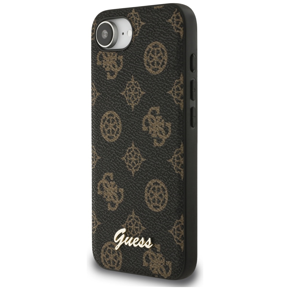 Guess Peony Script Logo MagSafe, ochrona przed upadkiem, podniesione krawędzie ekranu, elastyczne boki etui, zabezpieczenie soczewek aparatu