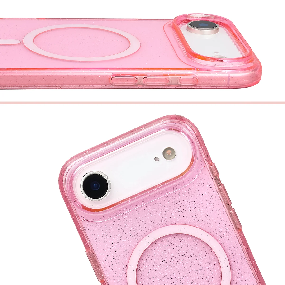 Podwyższone krawędzie aparatu i duże wycięcie w etui Bizon Case SparklO do Apple iPhone Air